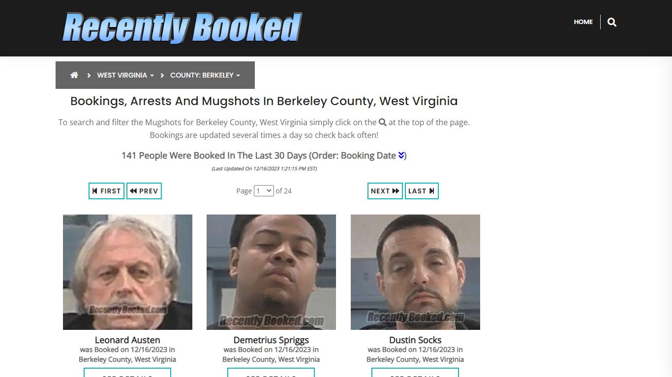 Bookings, Arrests and Mugshots in Berkeley County, West Virginia